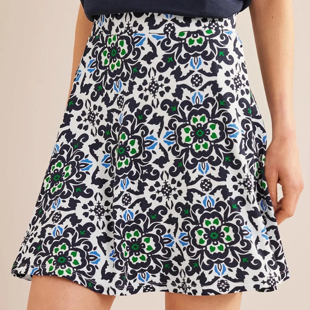 Boden Jersey Wrap Mini Skirt-French Navy, Opulent Pome Size 8 US - Picture 3 of 9